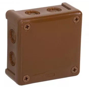 VIPLAST VP-42 paviršinio montavimo tuščia jungiamoji dėžutė, 8 kabelių įvadai, ruda, IP55, 98x98x42 mm 042-02