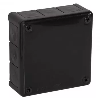 VIPLAST VP-51 Paviršinio montavimo tuščia jungiamoji dėžutė, 12 kabelių įvadų, IP55, juoda, 118x118x46 mm, 051-05