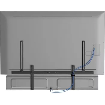 Vivolink TV-Mounted Flexible Universal Shelf VLMSBSHELF – Ant televizoriaus tvirtinama plieninė lentyna soundbarams ir medijos įrenginiams, 6 kg apkrova, be įrankių tvirtinamas spaustukas, juoda