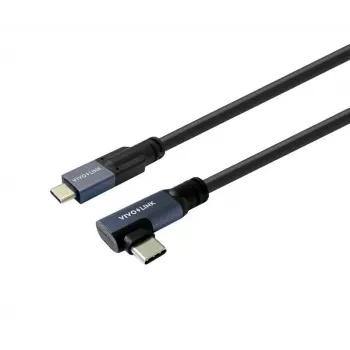 VIVOLINK USB-C į USB-C 90° kampo laidas 1m – USB 3.2 Gen 2 10Gbps, 100W PD, 4K@60Hz, juodas