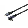VIVOLINK USB-C į USB-C 90° kampo laidas 1m – USB 3.2 Gen 2 10Gbps, 100W PD, 4K@60Hz, juodas