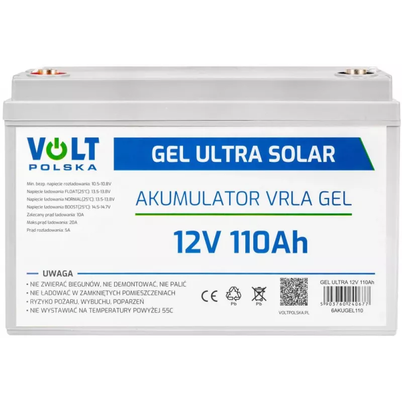 VOLT POLSKA GEL VPRO saulės baterija 12V 110Ah