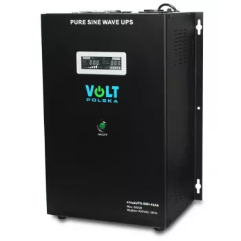 VOLT POLSKA Sinus UPS 500 Line-Interactive UPS, 500VA/300W, gryna sinusinė banga, 12V 40Ah išorinė baterija