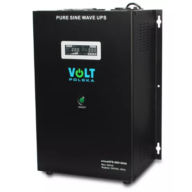 VOLT POLSKA Sinus UPS 500 Line-Interactive UPS, 500VA/300W, gryna sinusinė banga, 12V 40Ah išorinė baterija