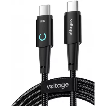 VOLTAGE PowerAngle USB-C į USB-C 100W PD laidas 1m juodas