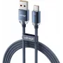 VOLTAGE PureCrystal 66W USB-A į USB-C laidas 2m mėlynas