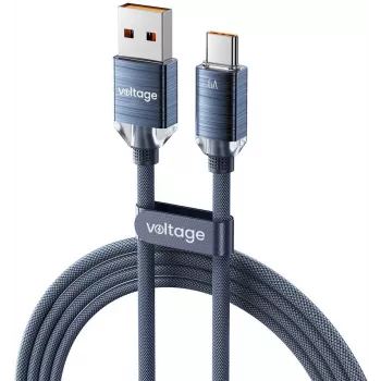 VOLTAGE PureCrystal 66W USB-A į USB-C greito įkrovimo laidas, 1 m, mėlynas