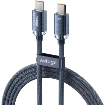 VOLTAGE PureCrystal USB-C į USB-C laidas 100W PD 1m mėlynas