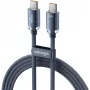 VOLTAGE PureCrystal USB-C į USB-C laidas 100W PD 2m mėlynas