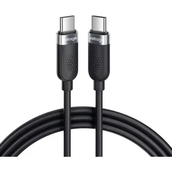 VOLTAGE VEKS100CC100BK USB-C į USB-C silikoninis 100W PD laidas 1m juodas