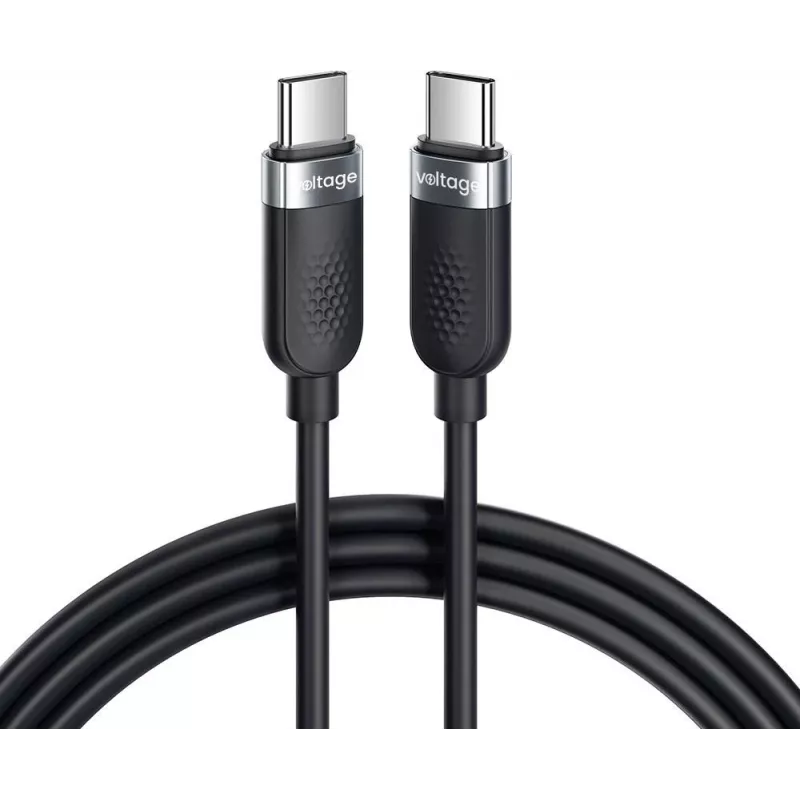 VOLTAGE VEKS100CC100BK USB-C į USB-C silikoninis 100W PD laidas 1m juodas