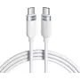 VOLTAGE VEKS100CC100WE silikoninis USB-C į USB-C kabelis 100W PD 1 m, baltas