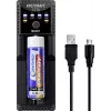 VOLTCRAFT CC1A universalus apvaliųjų elementų įkroviklis NiMH, Li-Ion, LiFePO4, NiCd - 1 lizdas, maitinamas USB, palaiko AA, AAA, C, 10440, 14500, 16340