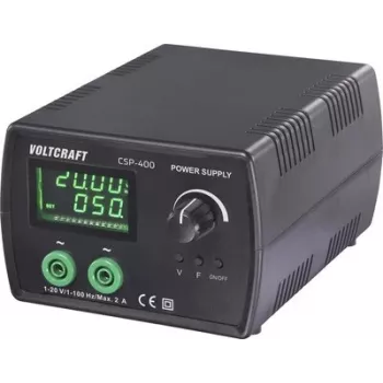 VOLTCRAFT CSP-400 kintamosios srovės laboratorinis maitinimo šaltinis, reguliuojamas 1-20 V/AC, 1-2 A, 40 W, maitinimas iš tinklo ir akumuliatoriaus, 1 išėjimas VC-17192785