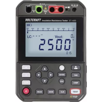 VOLTCRAFT ET-400 Izoliacijos testeris 250 V, 500 V, 1000 V, 2500 V iki 2,5 TΩ (VC-17072210)