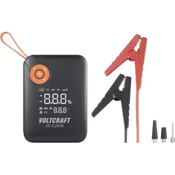 VOLTCRAFT Jump Starter VC-CJS76 VC-16024485 300 A 12 V su įkrovimo stovu, 2x 12V išėjimai, 2x USB, LED žibintuvėlis, LCD ekranas