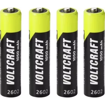 VOLTCRAFT Micro (AAA) NiMH įkraunama baterija 1050 mAh 1,2 V paruošta naudoti, 4 vnt. paketas (VC-17275425)