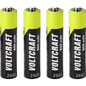 VOLTCRAFT Micro (AAA) NiMH įkraunama baterija 800 mAh 1,2 V paruošta naudoti, 4 vienetų paketas (VC-17275415)