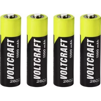 VOLTCRAFT Mignon AA NiMH įkraunama baterija 1300 mAh 1,2 V paruošta naudoti 4 vnt. rinkinys (VC-17275445)