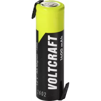 VOLTCRAFT Mignon AA įkraunama baterija NiMH 1,2 V 1400 mAh didelės srovės su Z litavimo kontaktuku, paruošta naudoti (1 vnt.) VC-17666040