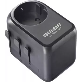 VOLTCRAFT UC-2C1A45W01 45W kelioninis įkrovimo adapteris su 2x USB-C PD, 1x USB-A QC, ES/JK/Kinijos kištukais - juodas VC-17792635