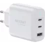 VOLTCRAFT UC-70W001 GaN USB sieninis įkroviklis 70W 2x USB-C PD 3.2 + 1x USB-A greitasis įkrovimas Baltas VC-18791125