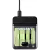 Voltcraft VC-BC4-PB1 2-in-1 NiMH baterijų įkroviklis ir power bankas 4x AA/AAA, 500mA, USB-C įvestis, USB-A išvestis, juodas