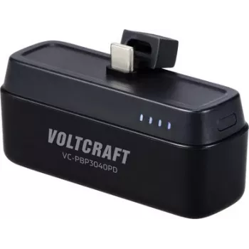 VOLTCRAFT VC-PBP3040PD nešiojamas akumuliatorius 4500 mAh USB-C PD Li-Ion matinis juodas su būsenos indikatoriumi