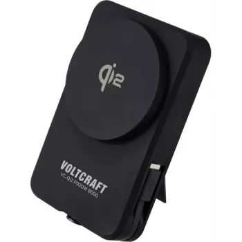 VOLTCRAFT VC-Qi2 PD20W 8000 nešiojamas įkroviklis 8000 mAh greitasis įkrovimas LiPo USB-C juodas būsenos ekranas (VC-15346515)