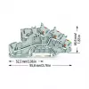 WAGO 2203-7545 3-jų laidų montavimo gnybtų blokas su Push-in CAGE CLAMP, L/L/PE, pilkas/žaliai-geltonas