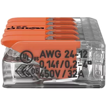 WAGO 221-415 COMPACT jungiamasis gnybtas 5 laidininkams, 0,2-4 mm², 25 vnt. pakuotė
