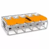 WAGO 221-615 5 laidininkų svirtinis kompaktiškas sujungimo gnybtas, 450 V, 32 A, permatomas/oranžinis