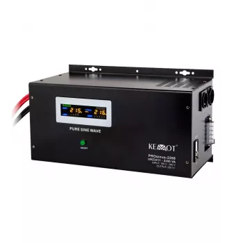 Sieninis nepertraukiamo maitinimo šaltinis KEMOT PROsinus-2200 keitiklis su grynąja sinusine banga ir įkrovimo funkcija 12V 230V 2200VA/1600W