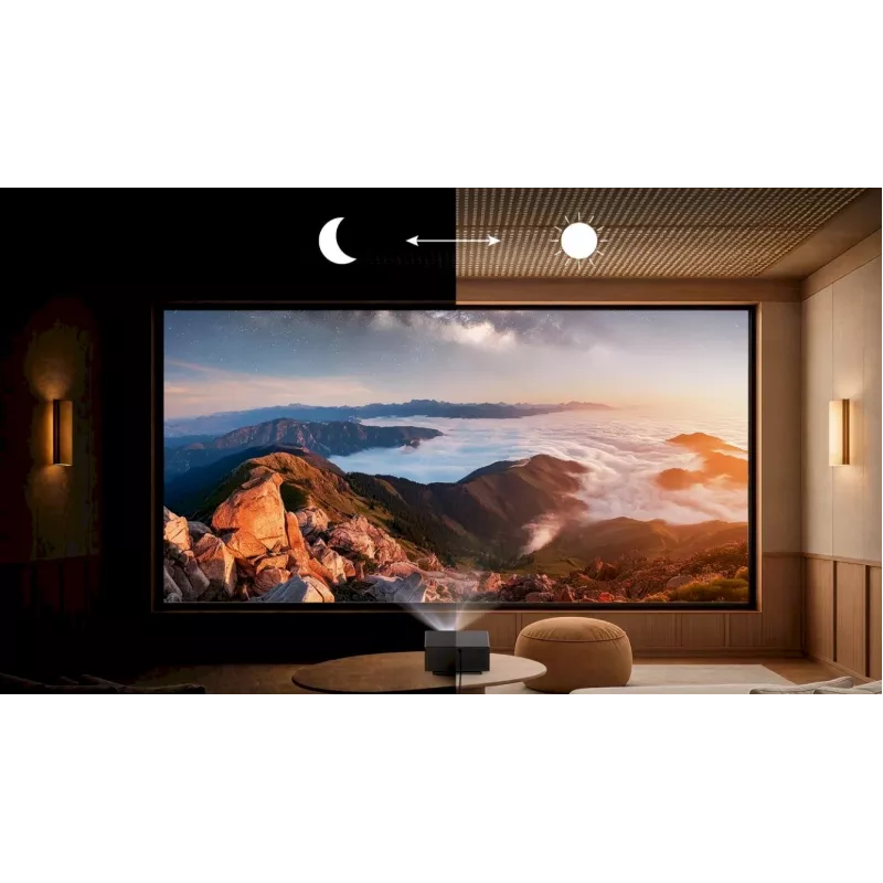 Wanbo X7 Pro Max Full HD projektorius – 1080p, 1000 ANSI liumenų, Android TV 14, WiFi 6, 300 colių ekranas, juodas