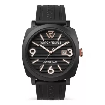 WATCHPEOPLE Women's 700994 Analog Quartz Watch 45mm Black Dial Leather Strap