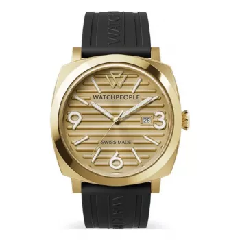 WATCHPEOPLE Women's Quartz Analog Watch 700993 45mm Silver Alloy Case Black Dial Black Faux Leather Strap