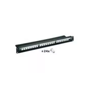 Wentronic 24 prievadų CAT6 UTP prievadų skydelis, 1U 19 colių stovo montavimas, juodas (95336)