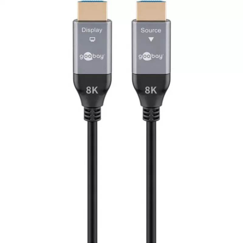 WENTRONIC Goobay 76276 Aktyvusis optinis HDMI kabelis AOC 8K - 10 m, HDMI 2.1, 48 Gbps, 8K@60Hz, 4K@120Hz, dinaminis HDR, eARC, VRR, ALLM, HDCP 2.3, juodas