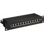 Wentronic Goobay 93796 Cat6a ekranuotas 12 prievadų pach panelis, 1U 19 colių stovo, juodas