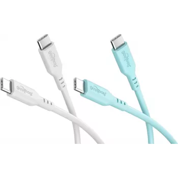 WENTRONIC Goobay Crystal Lagoon rinkinys 2x USB-C silikoniniai kabeliai, 1,5 m, baltas ir turkio spalvos (81259)