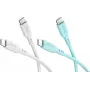 WENTRONIC Goobay Crystal Lagoon rinkinys 2x USB-C silikoniniai kabeliai, 1,5 m, baltas ir turkio spalvos (81259)