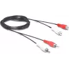 Wentronic Goobay RCA prailginimo kabelis, 2,5 m, 2x RCA kištukas į 2x RCA lizdas, stereo audio, juodas 50026