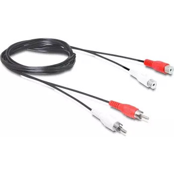 Wentronic Goobay RCA prailginimo kabelis, 2,5 m, 2x RCA kištukas į 2x RCA lizdas, stereo audio, juodas 50026