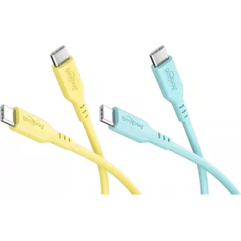 WENTRONIC Goobay Tropic Glow rinkinys 2x USB-C silikoniniai kabeliai, 1,5 m, geltoni, turkio spalvos (81275)