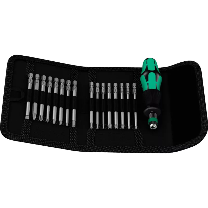 Wera 17 dalių Kraftform Kompakt 60 antgalių rinkinys, plokšti, Phillips, Pozidriv, TORX BO 05051042001