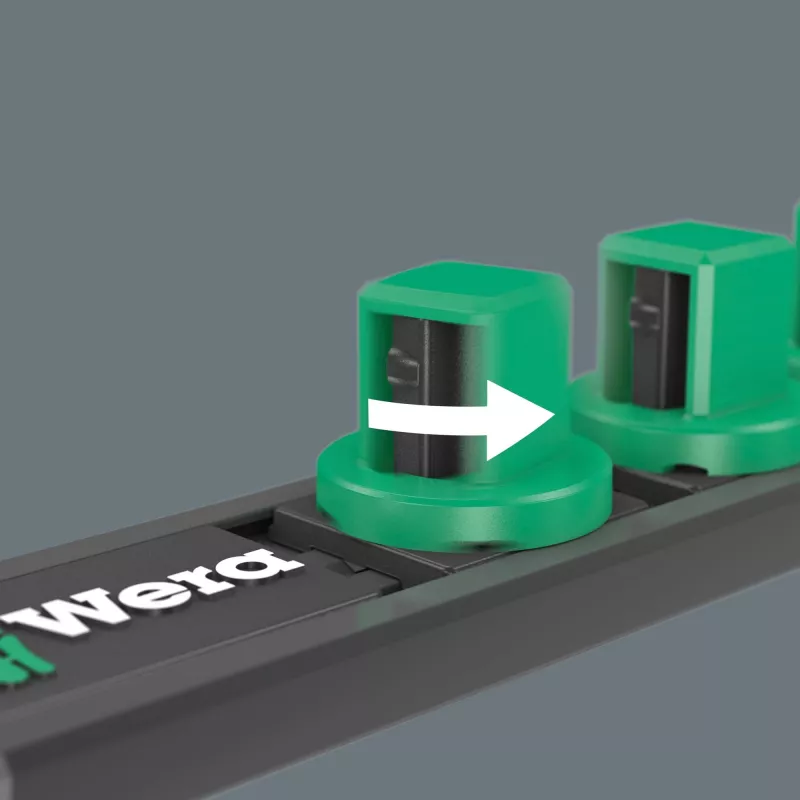 Wera 3/8 inch Deep Socket Set ant magnetinės juostos, 9 dalių, metrinė, juoda/žalia