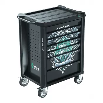 Wera 9700 Tool Rebel Workshop Trolley 1, 7 stalčių, nerūdijančio plieno darbinis paviršius, žalia/juoda