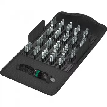 Wera Bit-Safe 61 Universal 1, 1/4 colio šešiabriaunis antgalis, 61 dalių antgalių rinkinys su smūgius sugeriančiais antgaliais ir universaliu antgalių laikikliu 05057122001
