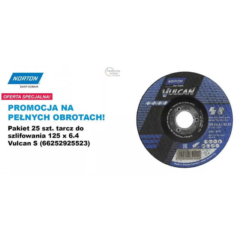WHEEL STAND PRO Abrazyvinis ratas Norton Vulcan 125 x 6.4 A30S