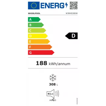 Whirlpool W3RHS30DW šaldomoji dėžė 308L, energijos klasė D, balta, laisvai pastatoma su LED ekranu